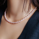 Collar de malla de cuerda con baño de rosa en plata de ley 925 y cristales de Swarovski - ECN00013R