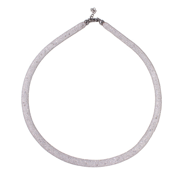 Collar de cristales Swarovski con incrustaciones de malla chapada en rodio negro de plata 925 - ECN00014BL