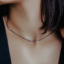 Collar italiano fino con circonita cúbica incrustada de malla chapada en rodio negro de plata 925 - ECN00016BL