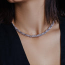 Collar de malla con detalle envolvente de plata de ley 925 rodiada - ECN00017RH