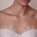 925 Sterling Silver Italian Two Strand Toggle Necklace With Clr CZ Bars - ECN00021