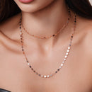 Collar de círculo plano de plata de ley 925 bañado en oro rosa - ECN00024RGP