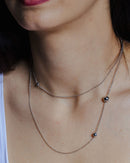 Collar de cuentas de plata de ley 925 rodiada - ECN00027RH