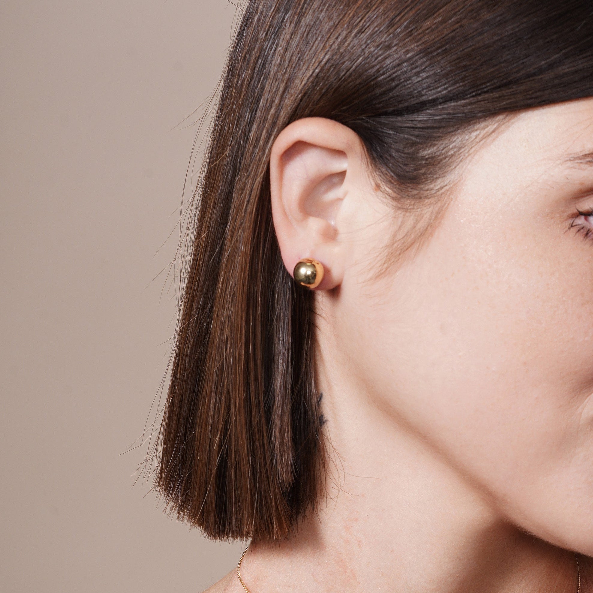 Gold Plated 925 Sterling Silver Bead Stud Earrings - BD-STUD-GP