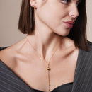 Collar de cuentas colgantes de plata de ley 925 bañado en oro - ECN00029GP