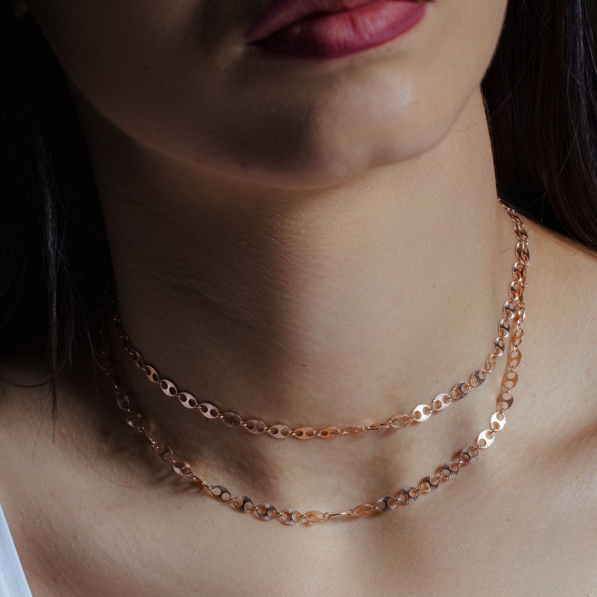 Rose Gold Plated 925 Sterling Silver Double Hole Link Necklace