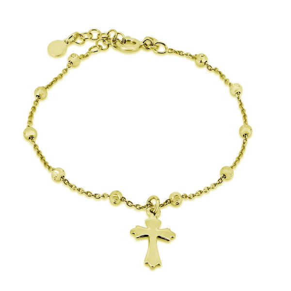Gold Plated 925 Sterling Silver DC Bead Rosary Bracelet - GCB00001-GP