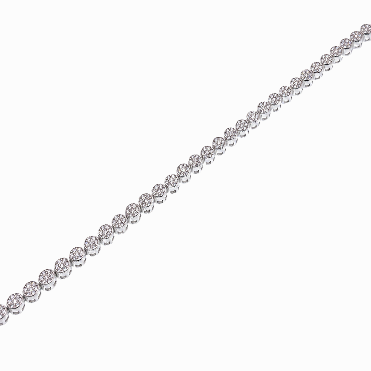 Silver 925 Rhodium Plated 4mm Multiple Circle Clear Tennis Micro Pave CZ Bracelet - GMB00007