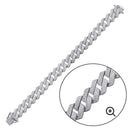 Cadena o pulsera de eslabones cubanos Miami de 13 mm con incrustaciones de circonitas en plata de ley 925 rodiada - GMN00210 | GMB00128