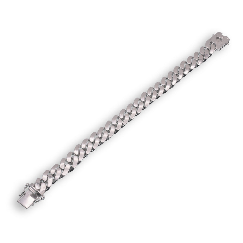 Rhodium Plated 925 Sterling Silver Miami Cuban Hollow Link Bracelet 10mm - GMB00083