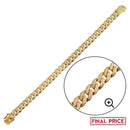 Gold Plated 925 Sterling Silver 9.5mm Miami Curb CZ Chain and Bracelet - GMN00176GP | GMB00089GP