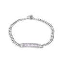 Pulsera ajustable de plata de ley 925 rodiada con circonitas cúbicas transparentes de 3,5 mm - GMB00142
