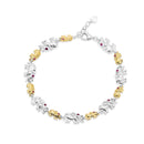 Two Tone Plated 925 Sterling Silver Alternating Big and Small Elephant Clear and Ruby Red CZ Adjustable Bracelet - GMB00155RG