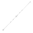 Pulsera ajustable de plata de ley 925 rodiada de 7,6 mm x 13,2 mm con corte de diamante en forma de cruz y circonitas transparentes - GMB00160