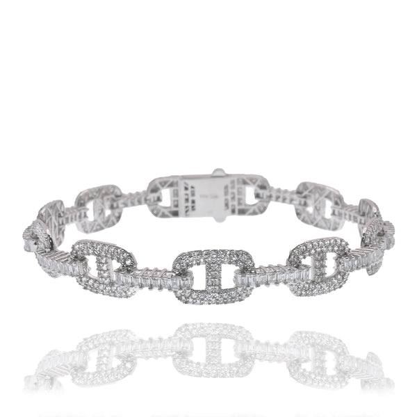 Pulsera de plata de ley 925 rodiada con eslabones cubanos de 10,6 mm - GMB00145