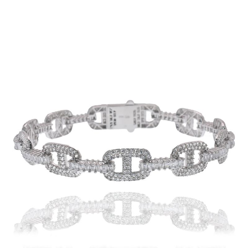 Pulsera de plata de ley 925 rodiada con eslabones cubanos de 10,6 mm - GMB00145