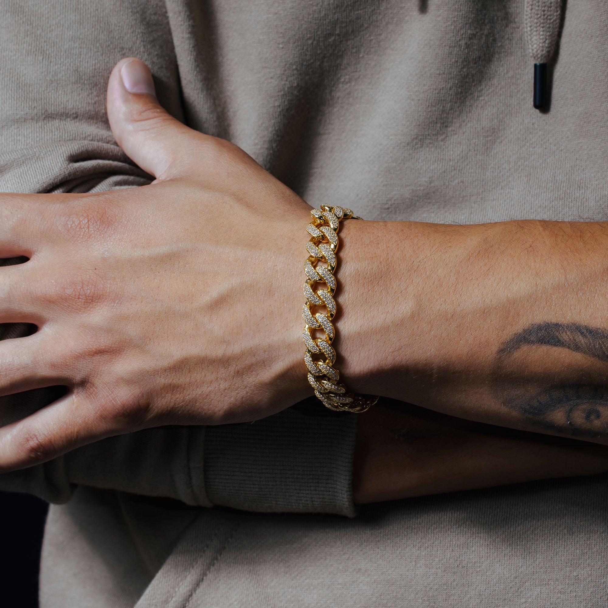 Gold Plated 925 Sterling Silver CZ Encrusted Miami Cuban Link