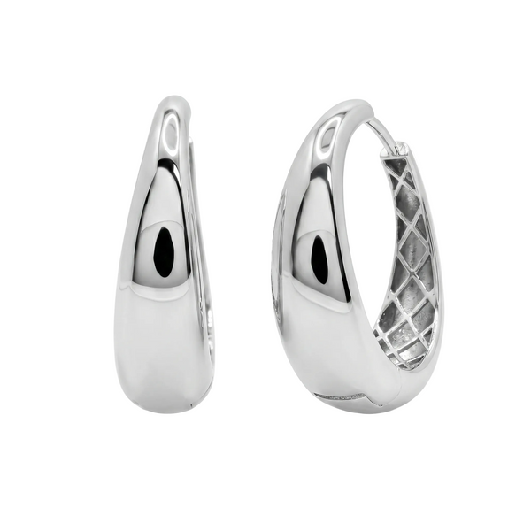 Rhodium Plated 925 Sterling Silver Teardrop Hoop Earrings