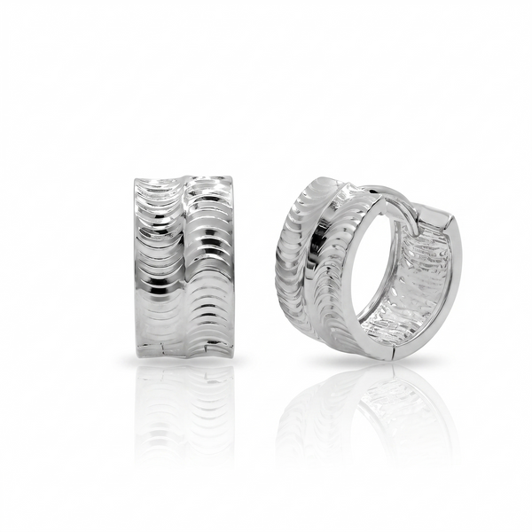 Rhodium Plated 925 Sterling Silver Polished Tube Huggie Hoop
