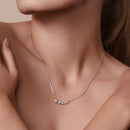 Silver 925 Rhodium Plated Graduated Fresh Water Pearl Necklace - GMN00011RH