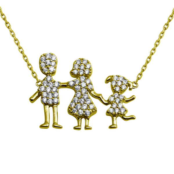 Gold Plated 925 Sterling Silver Daughter and Parents Family Necklace - GMN00081GP