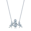Collar de plata de ley 925 rodiada con circonitas transparentes para madre e hijos - GMN00116