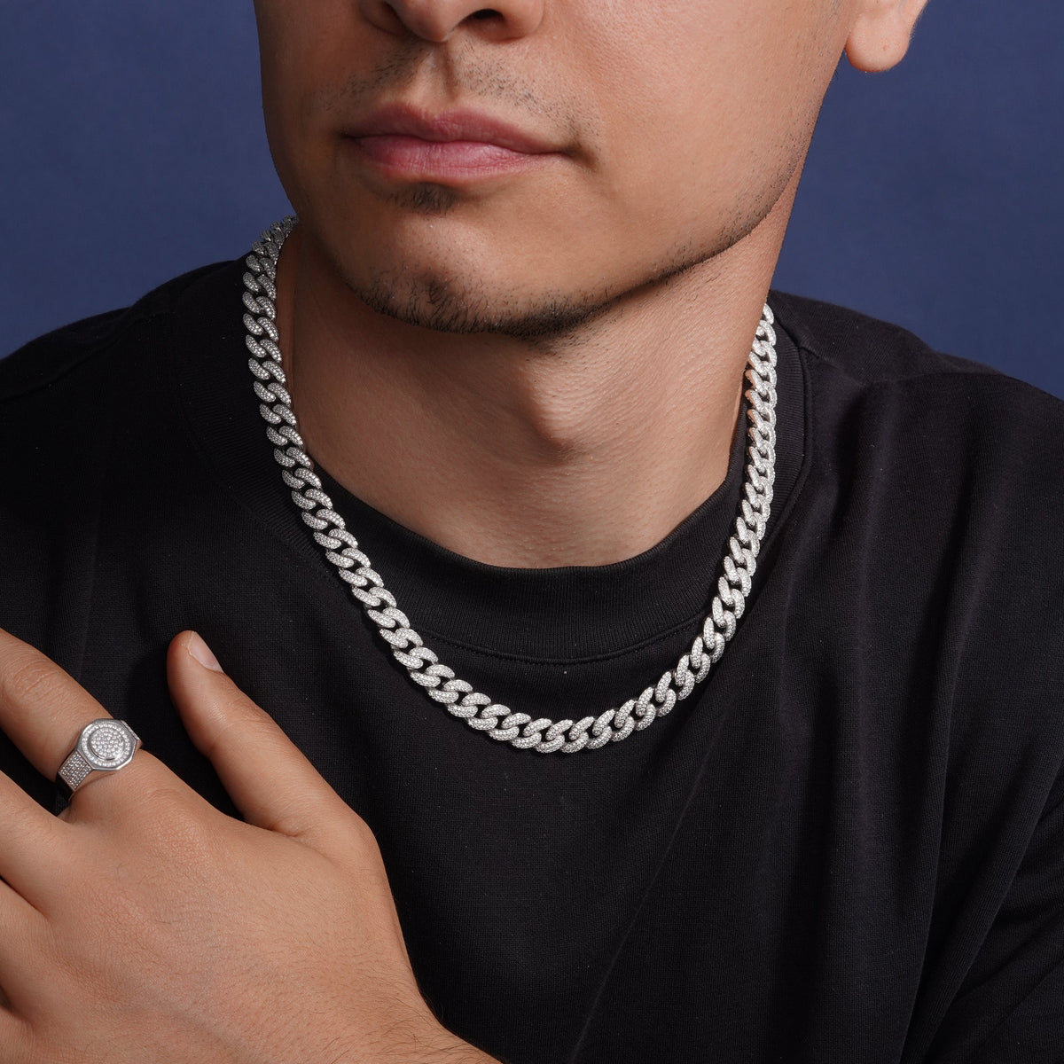 Rhodium Plated 925 Sterling Silver 9mm Miami Curb CZ - GMN00176