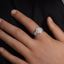 Rhodium Plated 925 Sterling Silver Men's Hexagon Iced Out Round Top Clear CZ Statement Ring - PAR00443