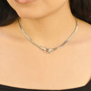 Rhodium Plated 925 Sterling Silver  CZ Lobster Clasp Cuban Necklace - GMN00190