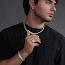 Cadena o pulsera de eslabones cubanos Miami de 13 mm con incrustaciones de circonitas en plata de ley 925 rodiada - GMN00210 | GMB00128