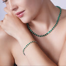 Silver 925 Rhodium Plated Green and Clear CZ Tennis Bracelet - STB00344GREEN