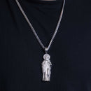 Rhodium Plated 925 Sterling Silver Clear CZ St Jude Pendant 61mm - GMP00084