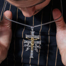 Colgante de plata de ley 925 con cruz de Caravaca chapada en 2 tonos y circonita transparente - GMP00116RG