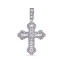 Colgante de cruz baguette de plata de ley 925 rodiada con circonitas transparentes - GMP00171