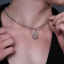 Colgante de ancla marinera con llave griega y corte de diamante en plata de ley 925 rodiada (18,4 mm x 27,3 mm) - GMP00180