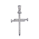 Colgante de moissanita con cruz de clavo en plata de ley 925 rodiada - MGMP00077