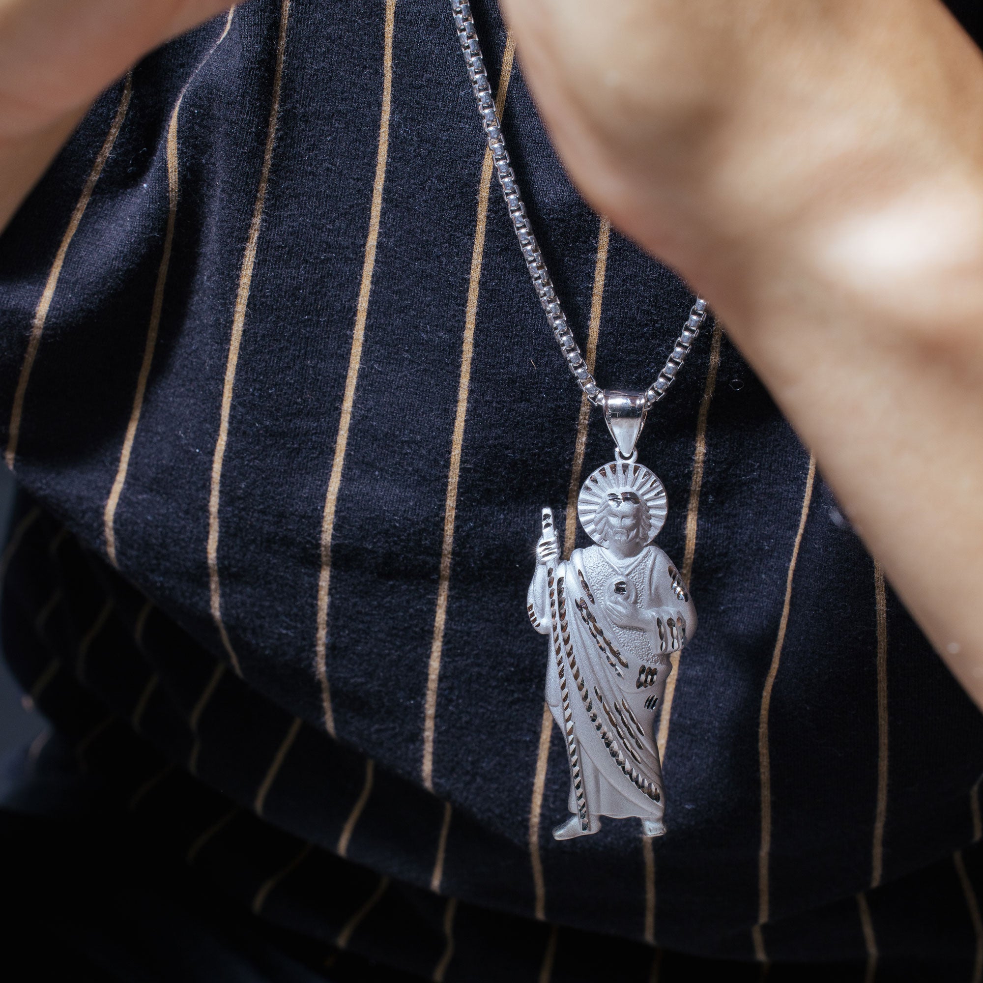 Silver 925 Sandblast Diamond Cut Jesus Christ Pendant - GMP00164