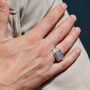 Anillo rectangular para hombre de plata de ley 925 rodiada con circonita - GMR00220