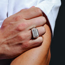 Anillo de plata de ley 925 rodiada con circonitas cúbicas de 3 barras para hombre - GMR00222