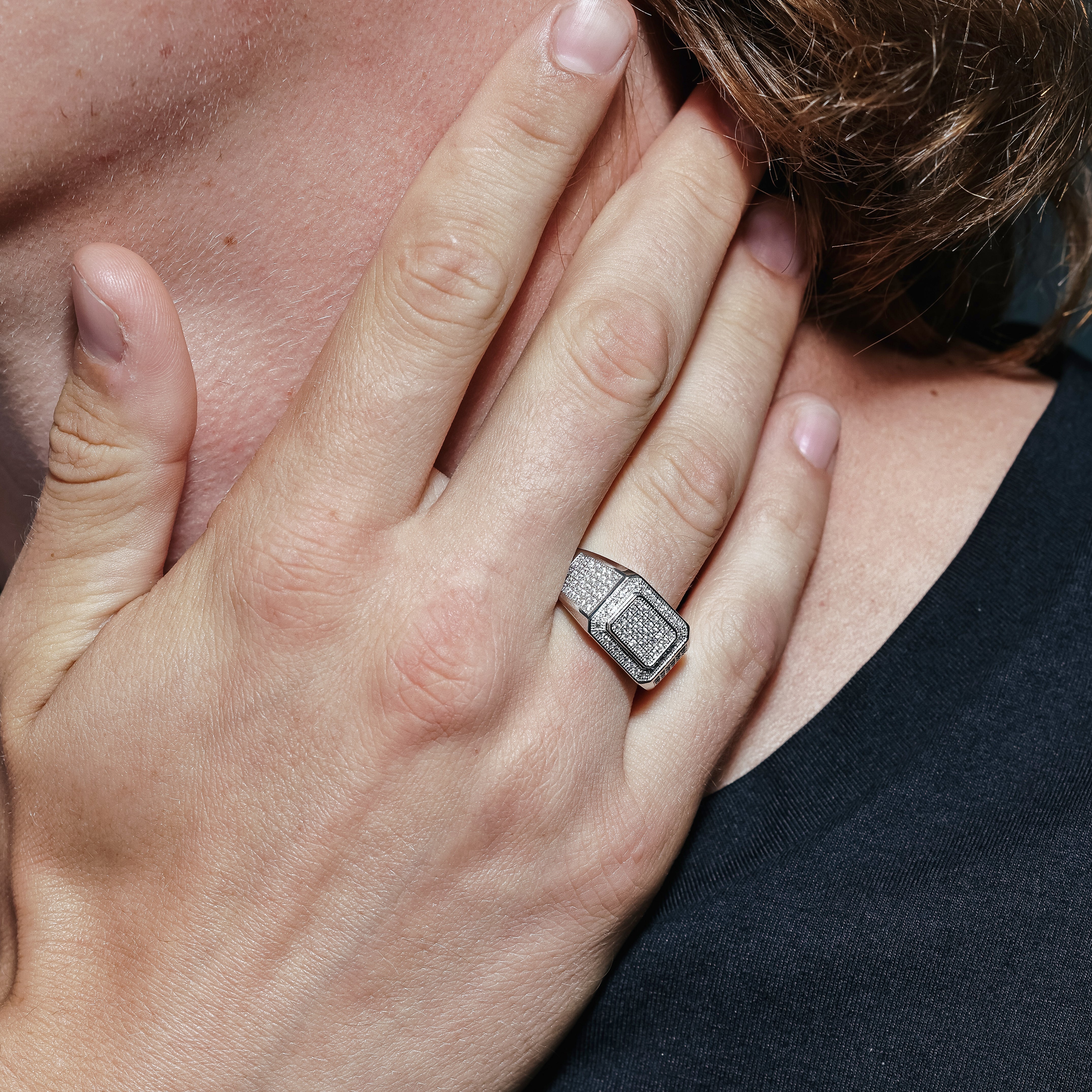 Anillo de plata de ley 925 rodiada para hombre con circonita - GMR00223