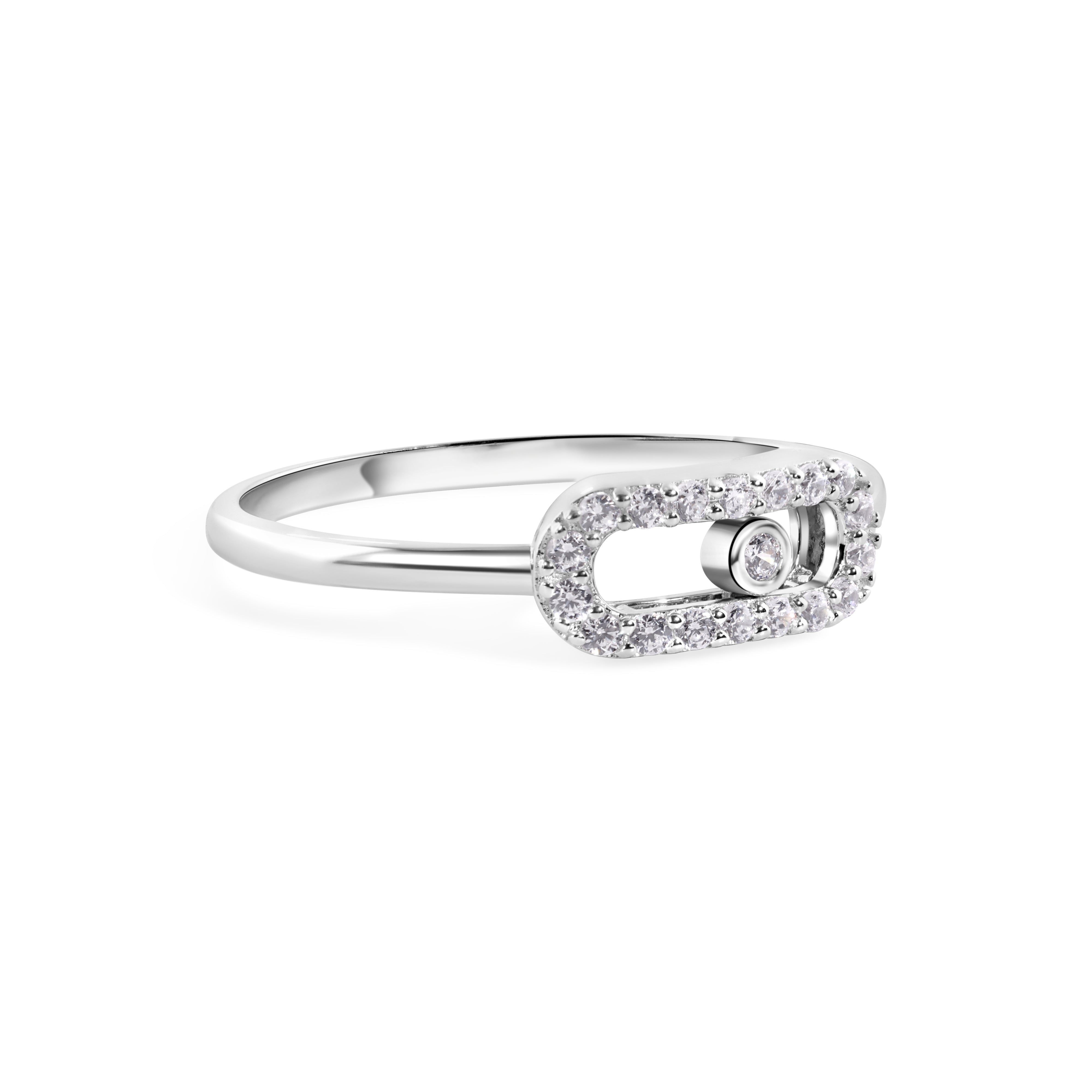 Anillo ovalado de plata de ley 925 rodiada con circonita cúbica transparente de 1,8 mm - GMR00404
