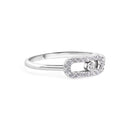 Rhodium Plated 925 Sterling Silver Oval Fidgeting Clear CZ 1.8mm Ring - GMR00404
