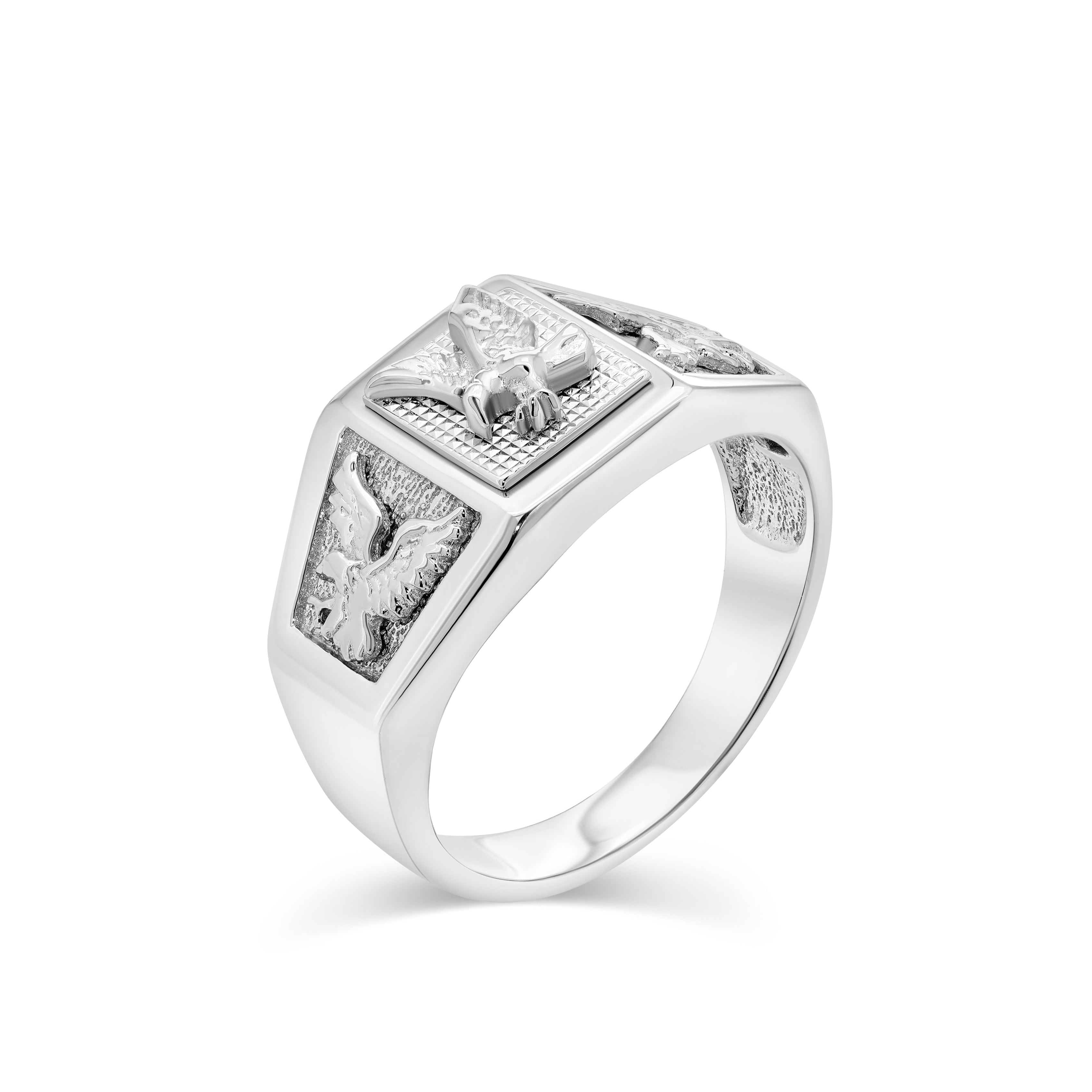 Rhodium Plated 925 Sterling Silver Men's American Eagle 11.6mm x
