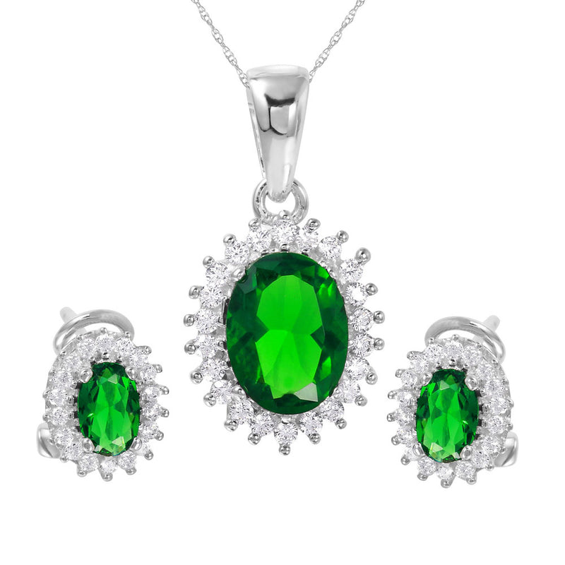 Silver 925 Rhodium Plated Radial Birthstone CZ Set - GMS00021