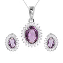 Conjunto de circonitas cúbicas radiales con baño de rodio en plata 925 - GMS00021