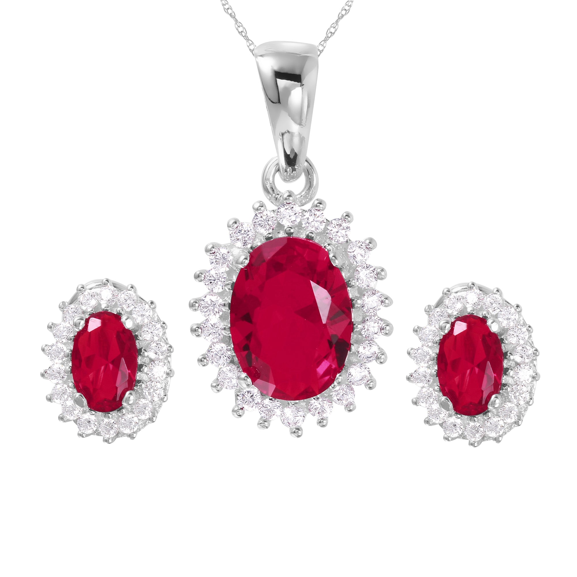 Silver 925 Rhodium Plated Radial Birthstone CZ Set - GMS00021