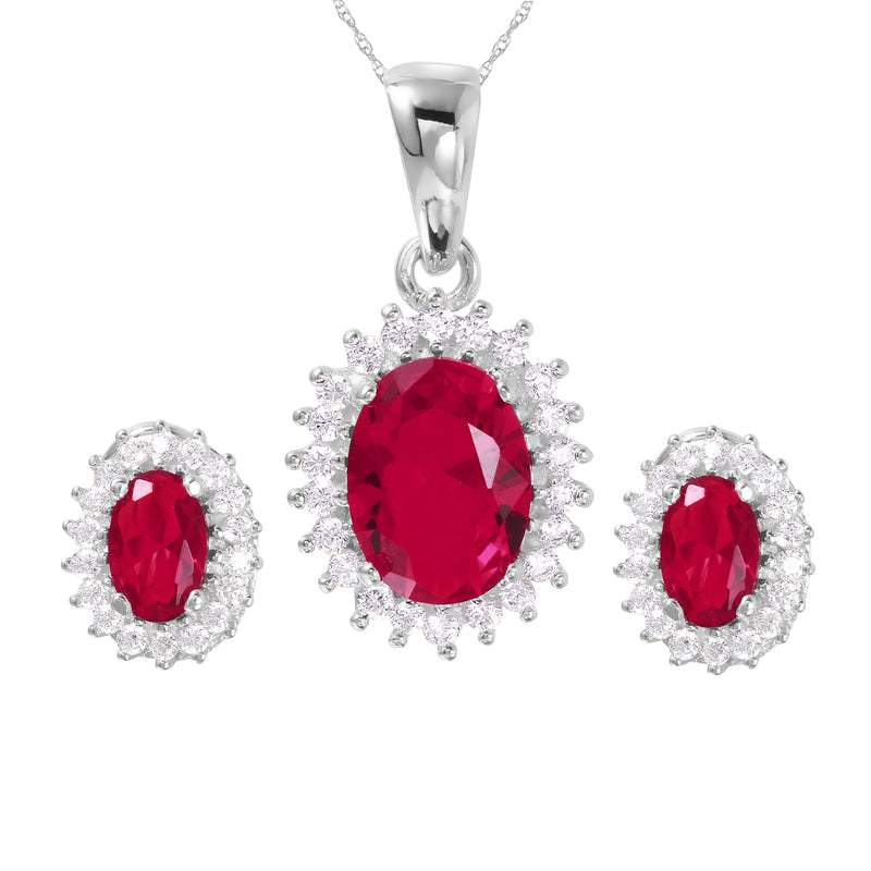 Silver 925 Rhodium Plated Radial Birthstone CZ Set - GMS00021