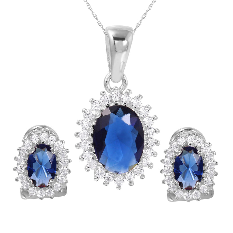 Silver 925 Rhodium Plated Radial Birthstone CZ Set - GMS00021