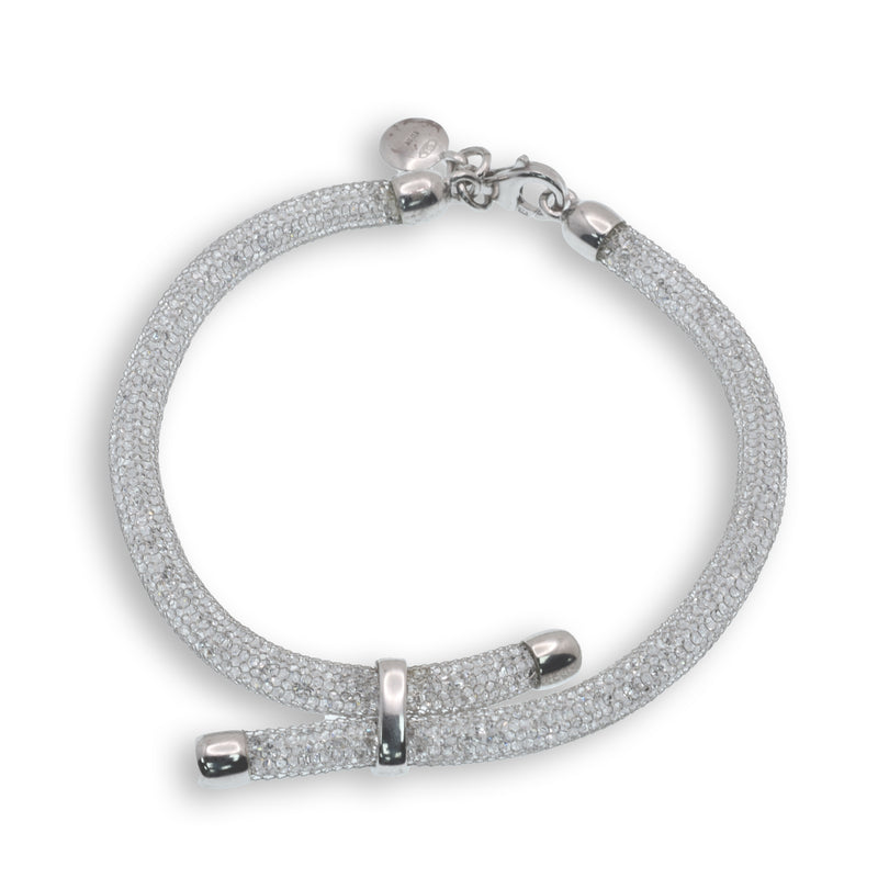 Liquidación - Pulsera italiana de malla tubular con cristales rodiados - GTB00011RH