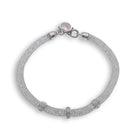 Clearance-Rhodium Plated Italian CZ Mesh With CZ Accent Bracelet- GTB00012